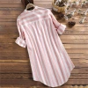 2026 Cross-border Amazon Women's new fashion striped long-sleeved shirt Casual large-sized cotton and linen shirt Application Scenario